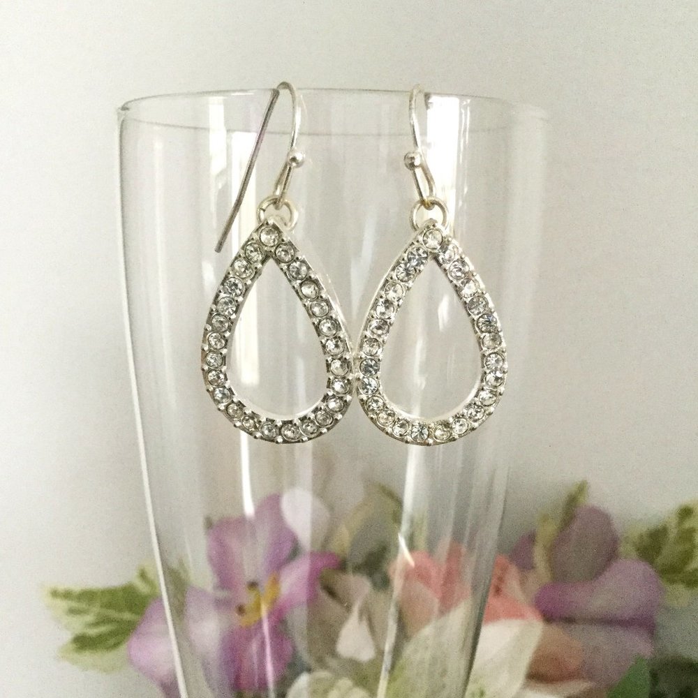 Sparkly Silver Teardrop Earrings